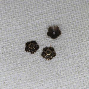 100pcs Flower Beads Caps Vintage Gasket 3 Colors Zinc Alloys Jewelry DIY 9x9mm