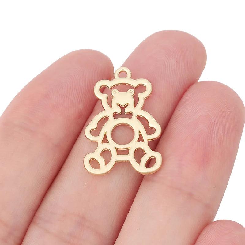 15 Open Teddy Bear Charms for DIY Jewelry Making 24x17mm