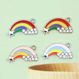 10Pcs Silver Enamel Rainbow Dangle Charms for DIY Bracelet Jewelry