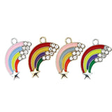10Pcs Silver Enamel Rainbow Dangle Charms for DIY Bracelet Jewelry