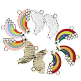 10Pcs Silver Enamel Rainbow Dangle Charms for DIY Bracelet Jewelry