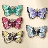 5pcs Mixed Rhinestones Butterfly Charms Pendant DIY Jewelry Making