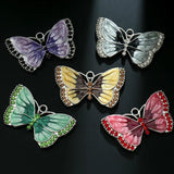 5pcs Mixed Rhinestones Butterfly Charms Pendant DIY Jewelry Making