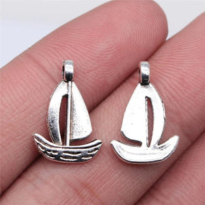 40pcs Sailboat Pendant Charms Antique Silver Plated Jewelry Findings