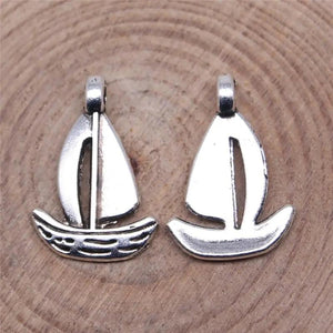40pcs Sailboat Pendant Charms Antique Silver Plated Jewelry Findings