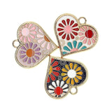 10pcs Chrysanthemum Enamel Flowers Charms Heart Pendant DIY Jewelry Findings