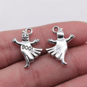 20pcs Charms Boo! Halloween Ghost Silver Alloy DIY Jewelry Making 15x20mm