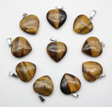 12pcs Tiger Eye Heart Pendant 16mm DIY Jewelry Making Necklace