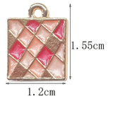 20PCS 12*15MM Sweet Pink Square Plaid Jewelry Crafts Making Accessories