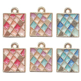 20PCS 12*15MM Sweet Pink Square Plaid Jewelry Crafts Making Accessories
