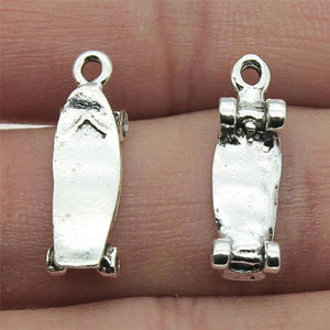 20pcs Skateboard Charms 22x7mm Silver Plated Pendants DIY Necklace Crafts