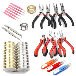 Jewelry Making Tools Kit Pliers Set Wire Cutter Scissor Beading Tweezers