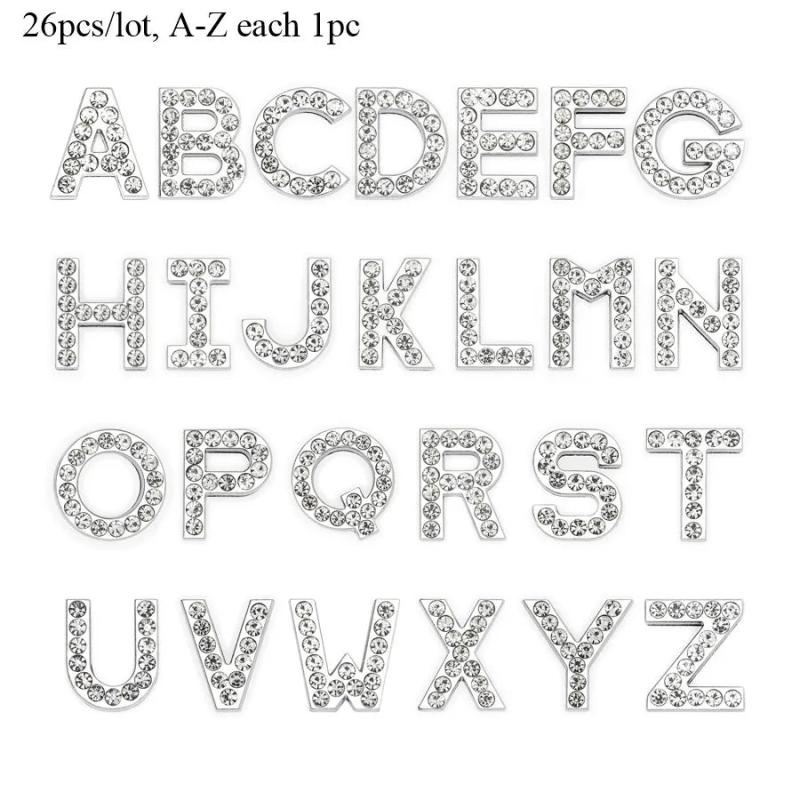 26pcs 18mm Slide Letters Rhinestone A-Z for Pet Collar DIY Accessories