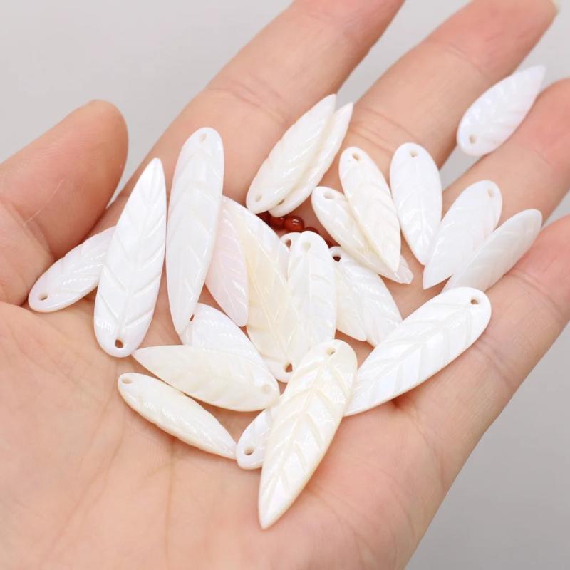 5Pcs Shell Pendant Leaf-Shaped Beads Jewelry Making DIY Necklace Earrings