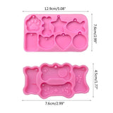 Fish Bone Cat Round Pet Tags Resin Mold with Hole Keychain Pendant