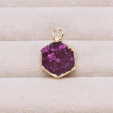 2 PCS Natural Stone Crystal Teeth Hexagon Pendant