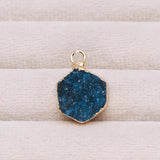 2 PCS Natural Stone Crystal Teeth Hexagon Pendant
