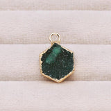 2 PCS Natural Stone Crystal Teeth Hexagon Pendant