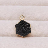 2 PCS Natural Stone Crystal Teeth Hexagon Pendant
