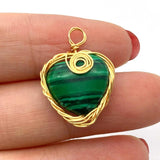Malachite Heart Pendant Jewelry Making DIY Necklace Earrings Bracelet Sodalite