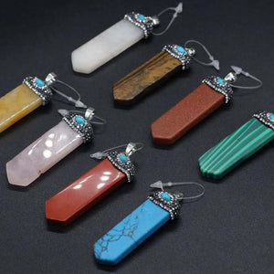 Sword Shape Stone Charm Pendant for DIY Jewelry Making 18x55mm