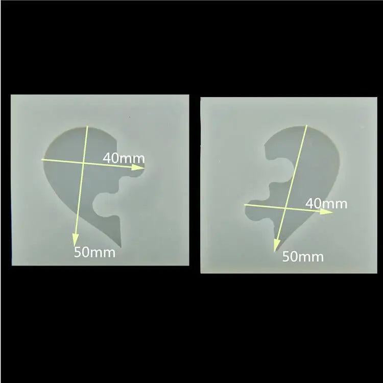 Heart Shape Epoxy Silicone Pendant Mold DIY Puzzle Charm Mould for Jewelry Resin