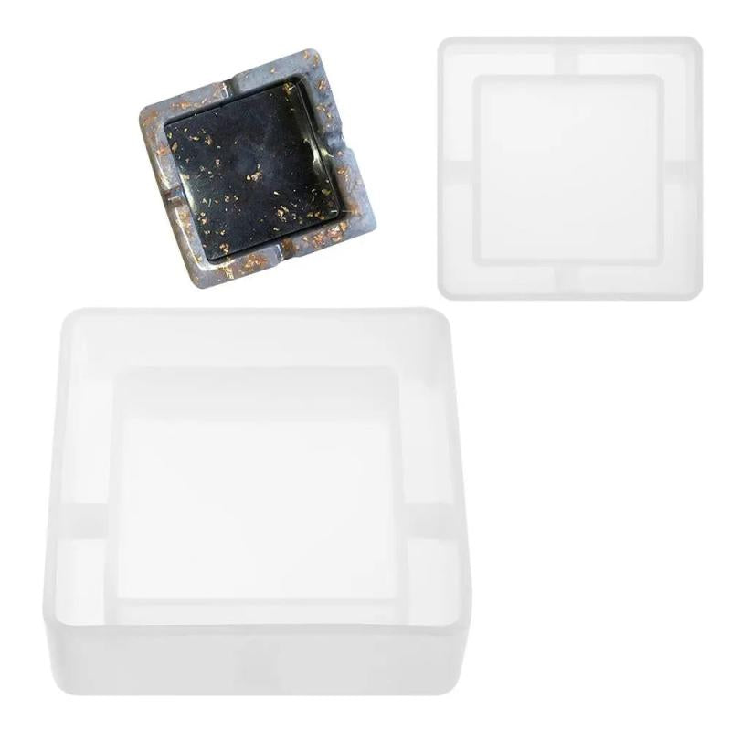 Crystal Home Decor Ashtray Molds Square Round Epoxy Resin Silicone Mould