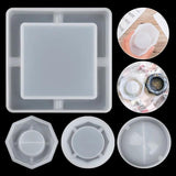 Crystal Home Decor Ashtray Molds Square Round Epoxy Resin Silicone Mould