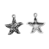 20pcs Starfish Pendant Charms Antique Silver Plated DIY Jewelry Findings