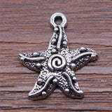 20pcs Starfish Pendant Charms Antique Silver Plated DIY Jewelry Findings