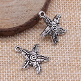 20pcs Starfish Pendant Charms Antique Silver Plated DIY Jewelry Findings