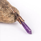 Natural Stone Lapis Amethyst Turquoise Pendant Metal Flower Mineral Jewelry