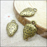 50pcs Vintage Charms Strawberry Pendant Bracelets Necklace DIY Jewelry Making