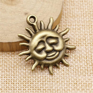4pcs Sun Pendant DIY Necklace Keyring Jewelry Findings