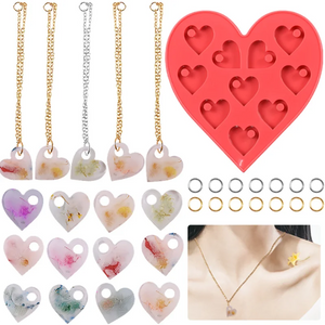 Heart Pendant Earrings Silicone Mold for Resin Casting Jewelry