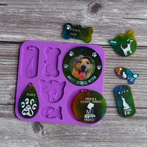 Dog Tag Epoxy Resin Mold Silicone Mould Keychain Making Tools