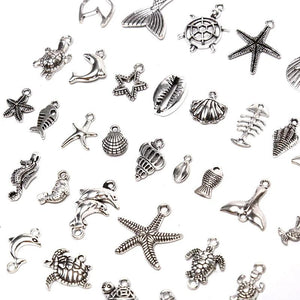 40Pcs Mixed Sea Animal Charms Shell Starfishes Pendant DIY Jewelry Findings