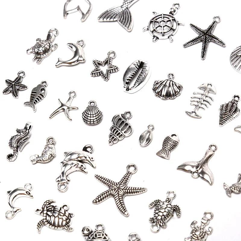 40Pcs Mixed Sea Animal Charms Shell Starfishes Pendant DIY Jewelry Findings