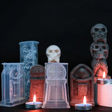 3D Halloween Silicone Coffin Resin Mold with Skulls