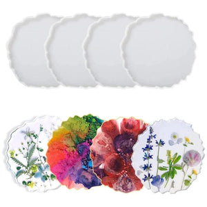 4 Pcs Agate Coaster Resin Mold DIY Craft Silicone Mould Home Decor