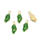 5pcs Enamel Conch Sea Shell Charms 7*18mm