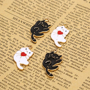 10pcs Enamel Cat Charm For Jewelry Making Charm Bracelet Charms DIY Findings