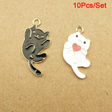 10pcs Enamel Cat Charm For Jewelry Making Charm Bracelet Charms DIY Findings