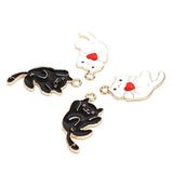 10pcs Enamel Cat Charm For Jewelry Making Charm Bracelet Charms DIY Findings