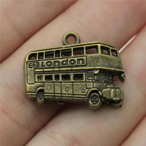 10pcs Antique Silver Plated London Bus Charm Pendants for Jewelry Making