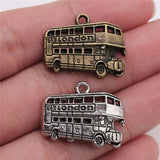 10pcs Antique Silver Plated London Bus Charm Pendants for Jewelry Making