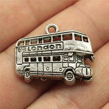 10pcs Antique Silver Plated London Bus Charm Pendants for Jewelry Making