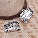 10pcs Antique Silver Plated London Bus Charm Pendants for Jewelry Making