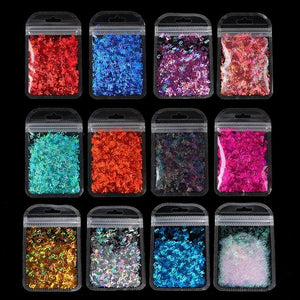 12 Colors Alphabet Holographic Laser- Letters Chunky Glitter Epoxy Resin