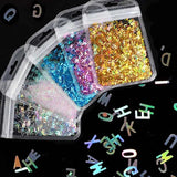 12 Colors Alphabet Holographic Laser- Letters Chunky Glitter Epoxy Resin
